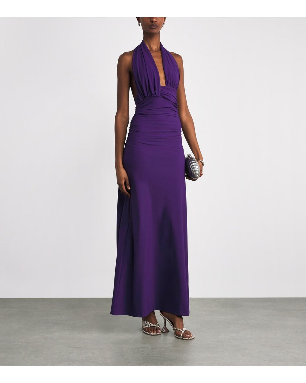 Christopher Esber Purple Plunge-Neck Onda Maxi Dress