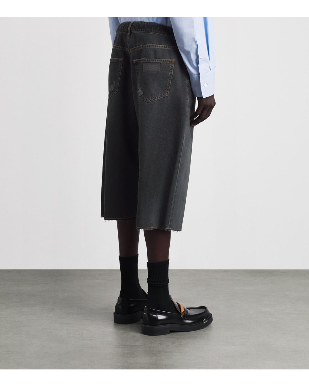 MM6 by Maison Margiela Gray Denim Drawstring Shorts for men