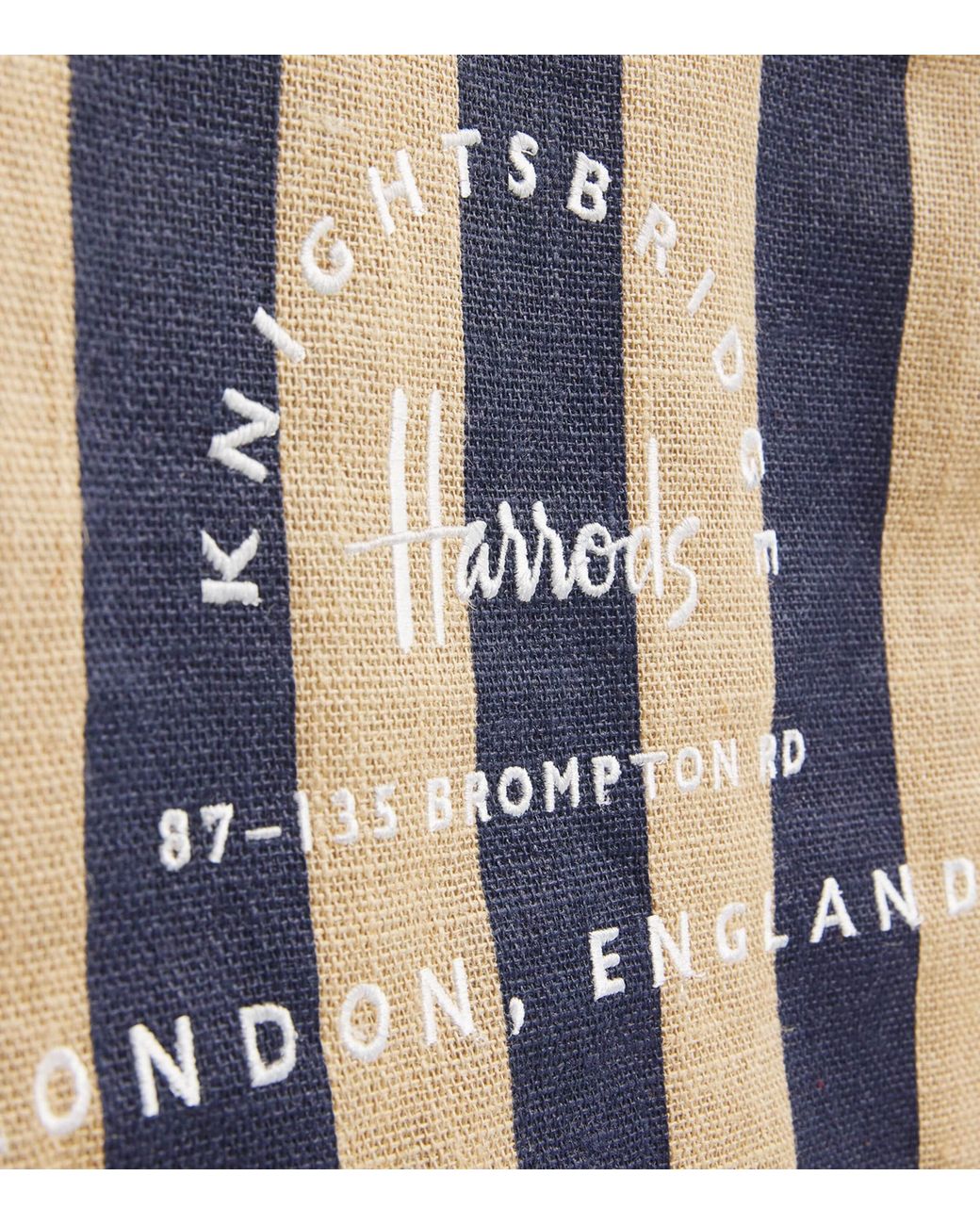 Harrods Blue Large Canvas Stripe Knightsbridge Shopper Bag