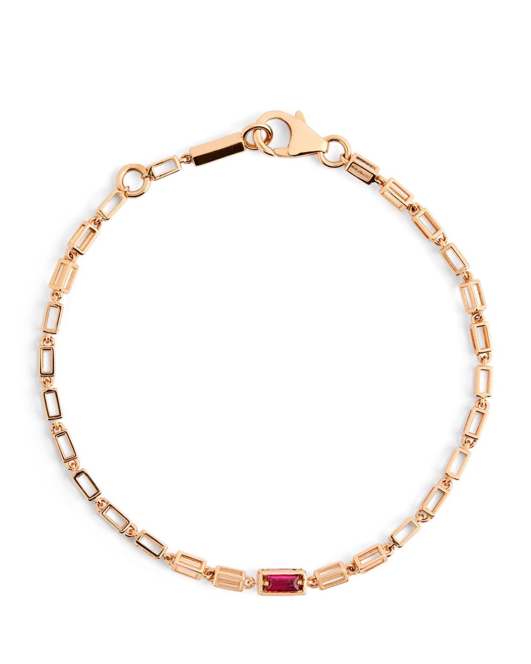 Suzanne Kalan Metallic And Ruby Medium Empty Link Block Chain Bracelet