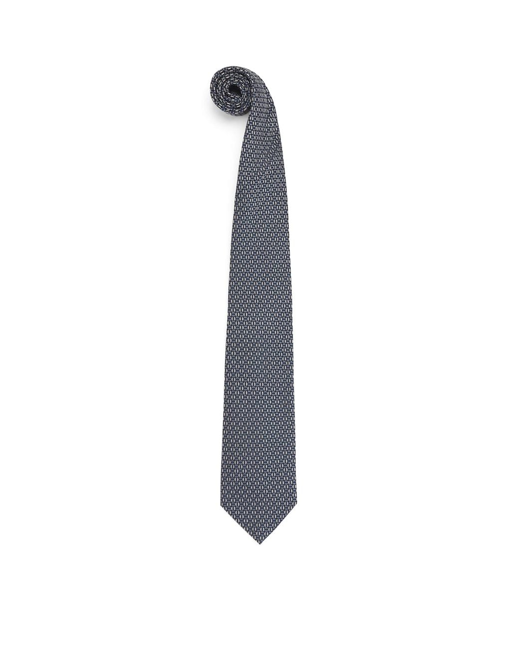 Pal Zileri White Silk Geometric Jacquard Tie for men