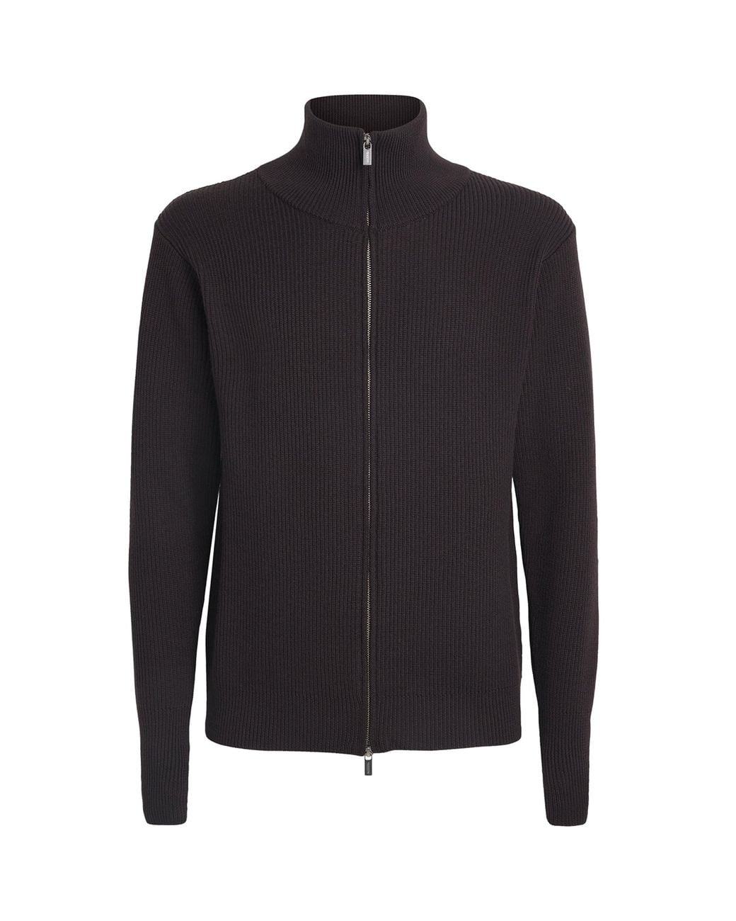 Barena Blue Virgin Wool Rib-Knit Zip-Up Cardigan for men