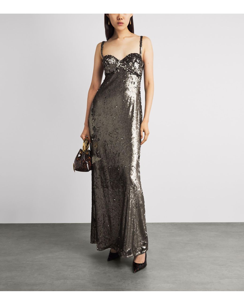 L'Agence Black Sequin Sayla Gown