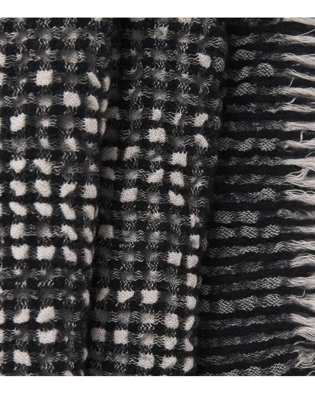 Issey Miyake Black Wool-Cashmere Bumpy Wool Scarf
