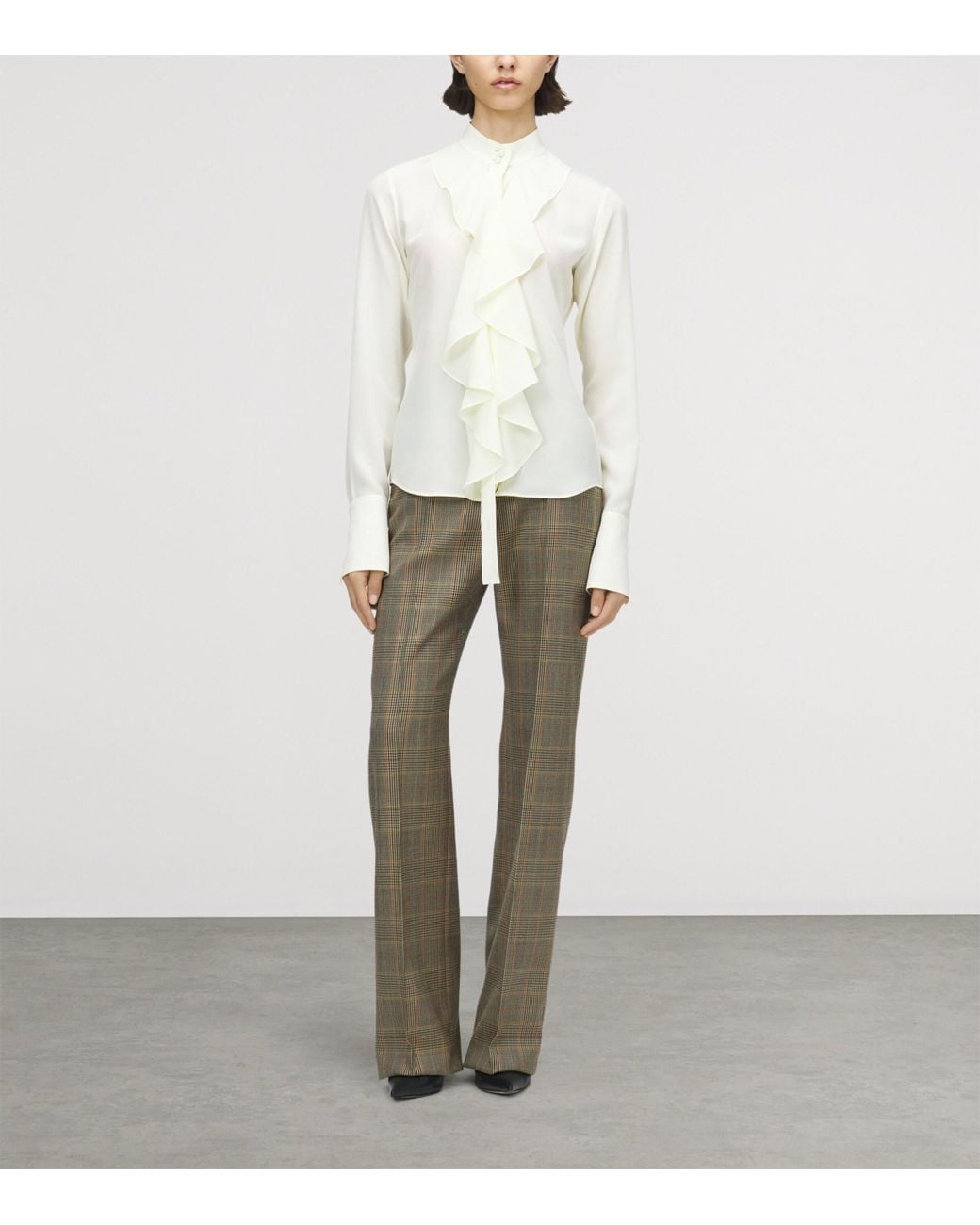 McQueen White Silk Ruffle Blouse