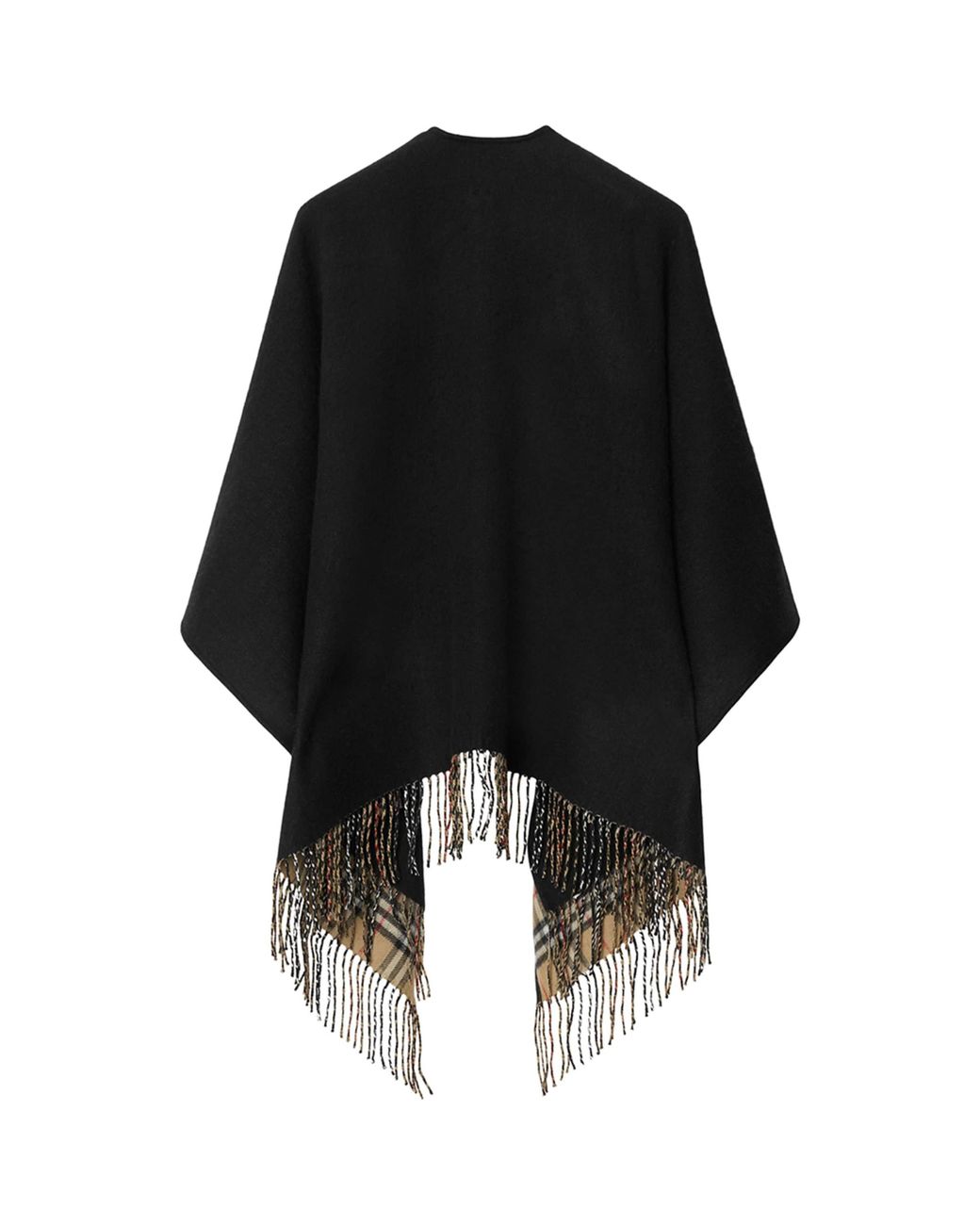 Burberry Black Wool Reversible Check Cape