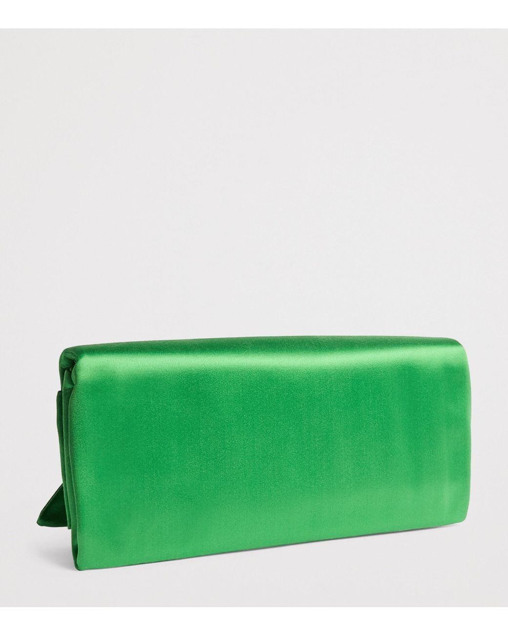 Carolina Herrera Green Satin Bow Karlita Clutch Bag