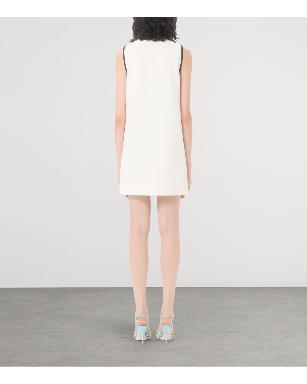 Valentino Natural Cotton Tweed V-Neck Mini Dress