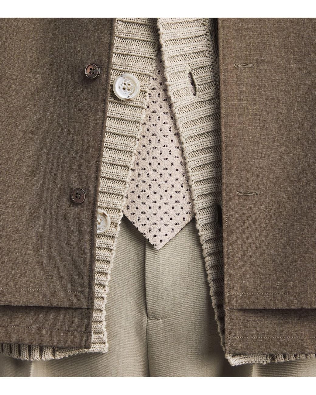 Emporio Armani White Silk Wave Jacquard Tie for men