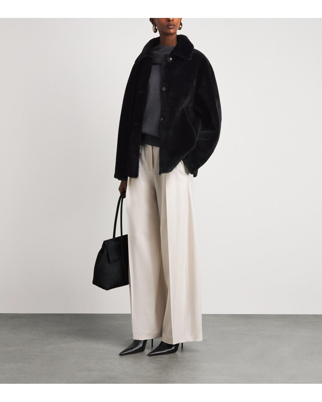 Kiton Black Shearling Reversible Jacket