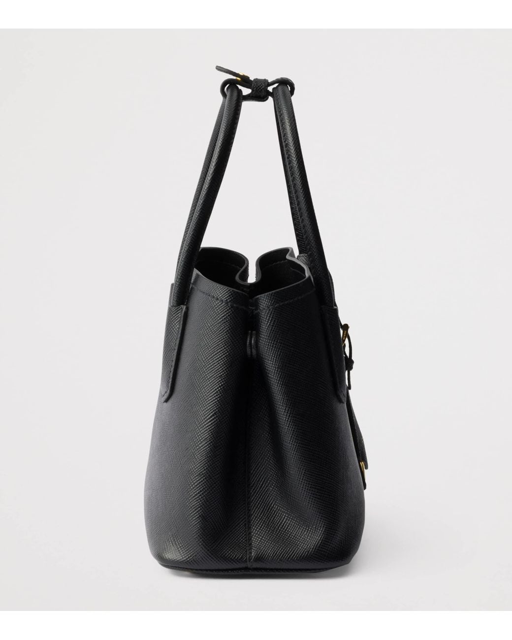 Prada Black Small Saffiano Leather Double Top-Handle Bag