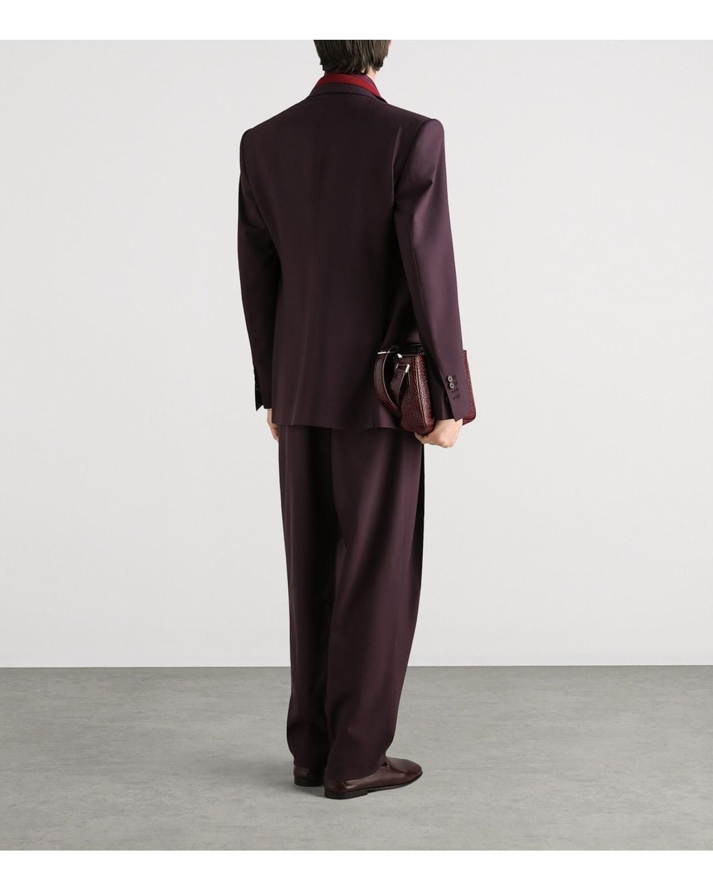 Dolce & Gabbana Purple Stretch-Virgin Wool Pleated Trousers for men