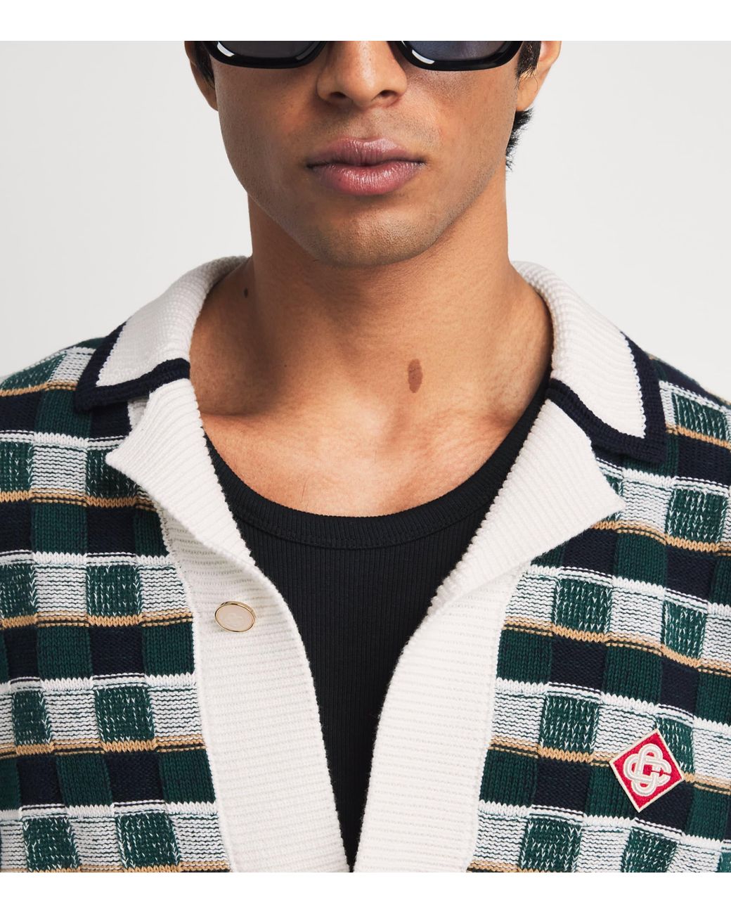 Casablanca Green Cotton Crochet Mosaic Shirt for men