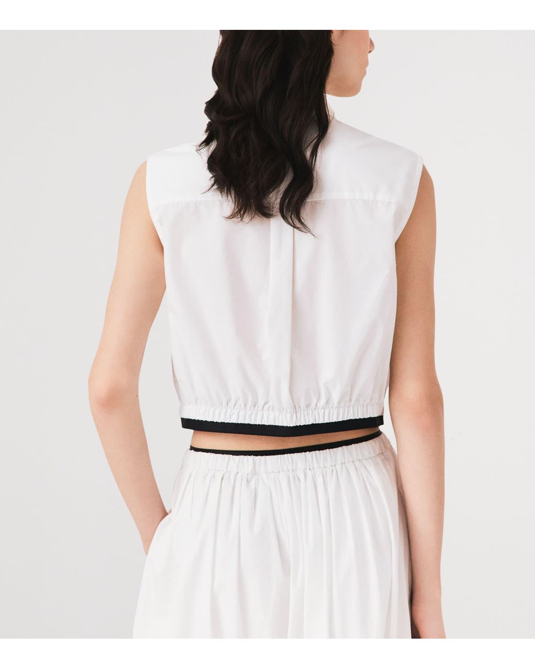 Maje White Cotton Sleeveless Shirt