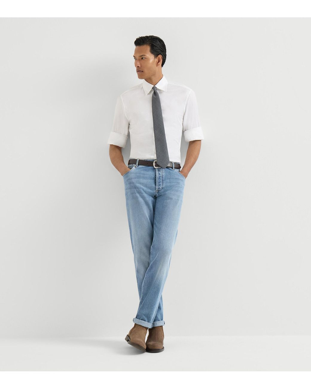 Brunello Cucinelli Blue Stretch-Cotton Slim Jeans for men