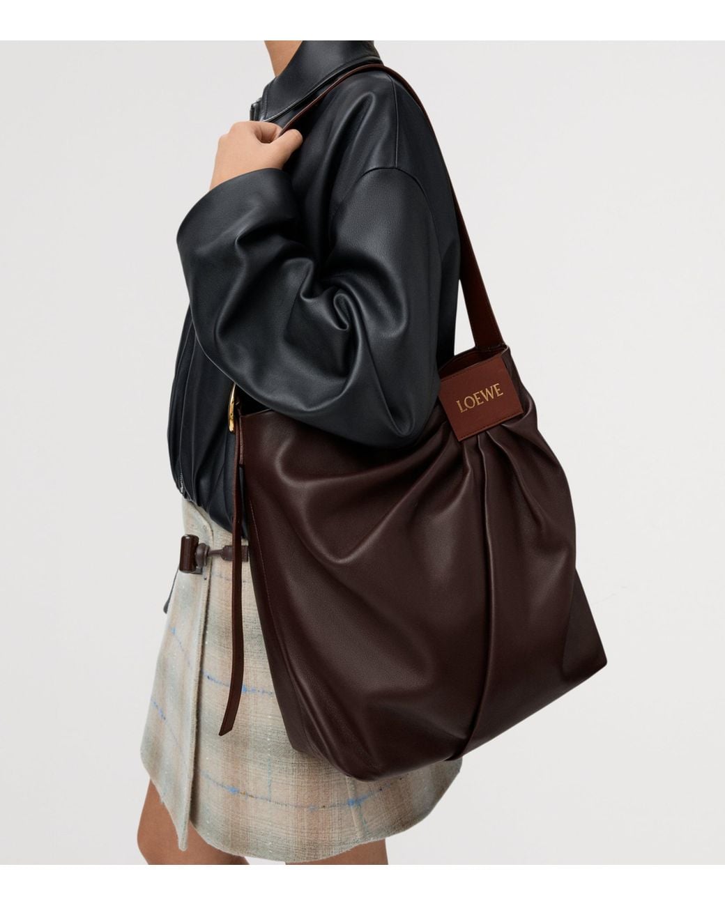 Loewe Brown Leather Draped Tote Bag for men