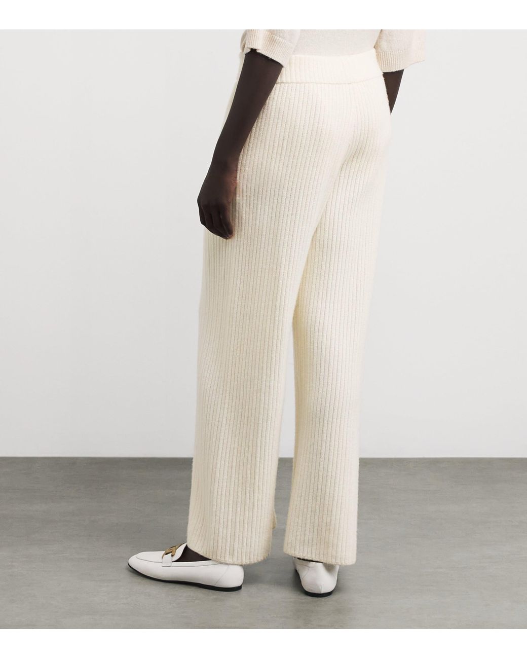 Lafayette 148 New York White Cashmere Ribbed Trousers