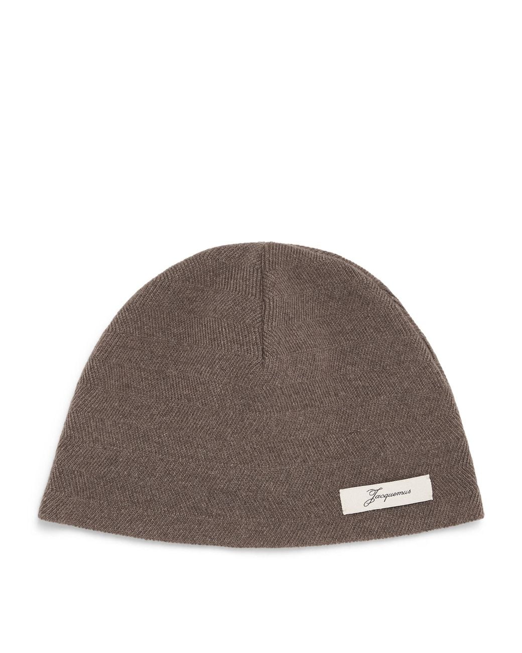 Jacquemus Brown Merino Wool-Cashmere Chevron Beanie for men