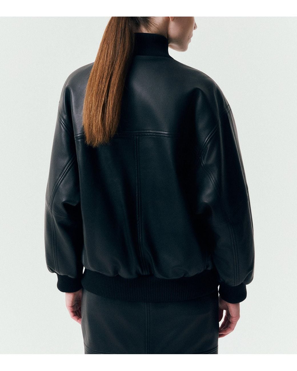 Marella Blue Leather Bomber Jacket