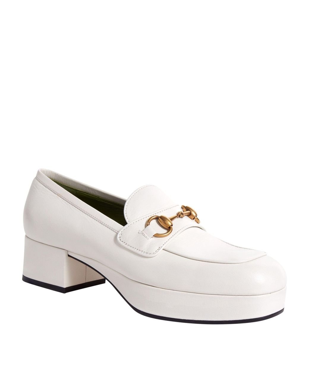 white gucci loafer slides
