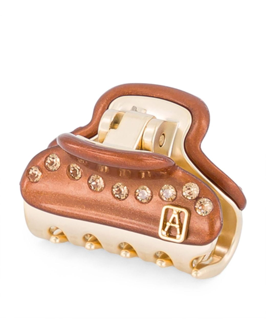 Alexandre De Paris Brown Plated Crystal-Embellished Claw Hair Clip