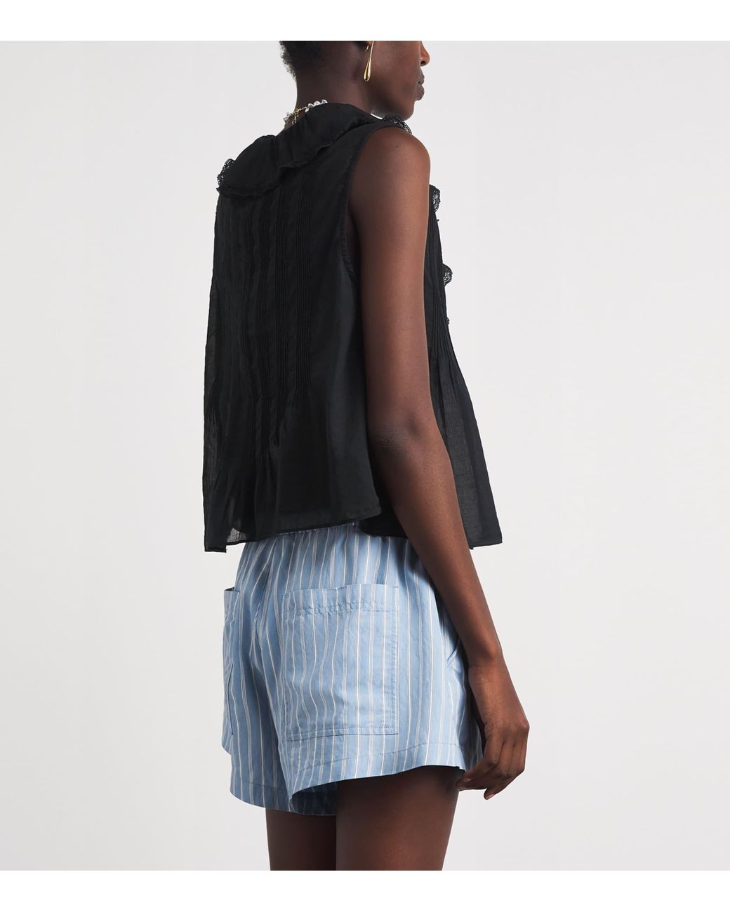 Doen Black Organic Cotton Hilda Ruffle Top