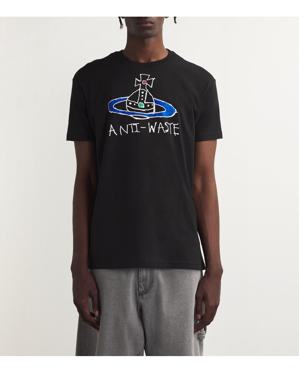 【VIVIENNE WESTWOOD】Antiwaste T-Shirt Black Vivienne Westwood Cotton Anti-Waste T-Shirt in Black for Men