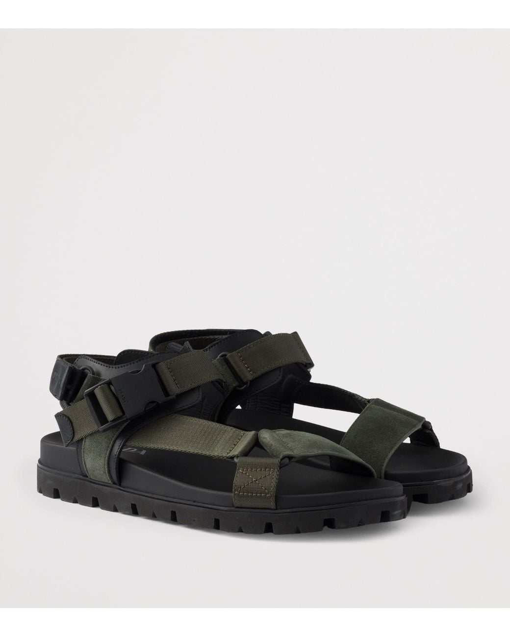 Prada Black Suede And Woven Tape Sandals for men