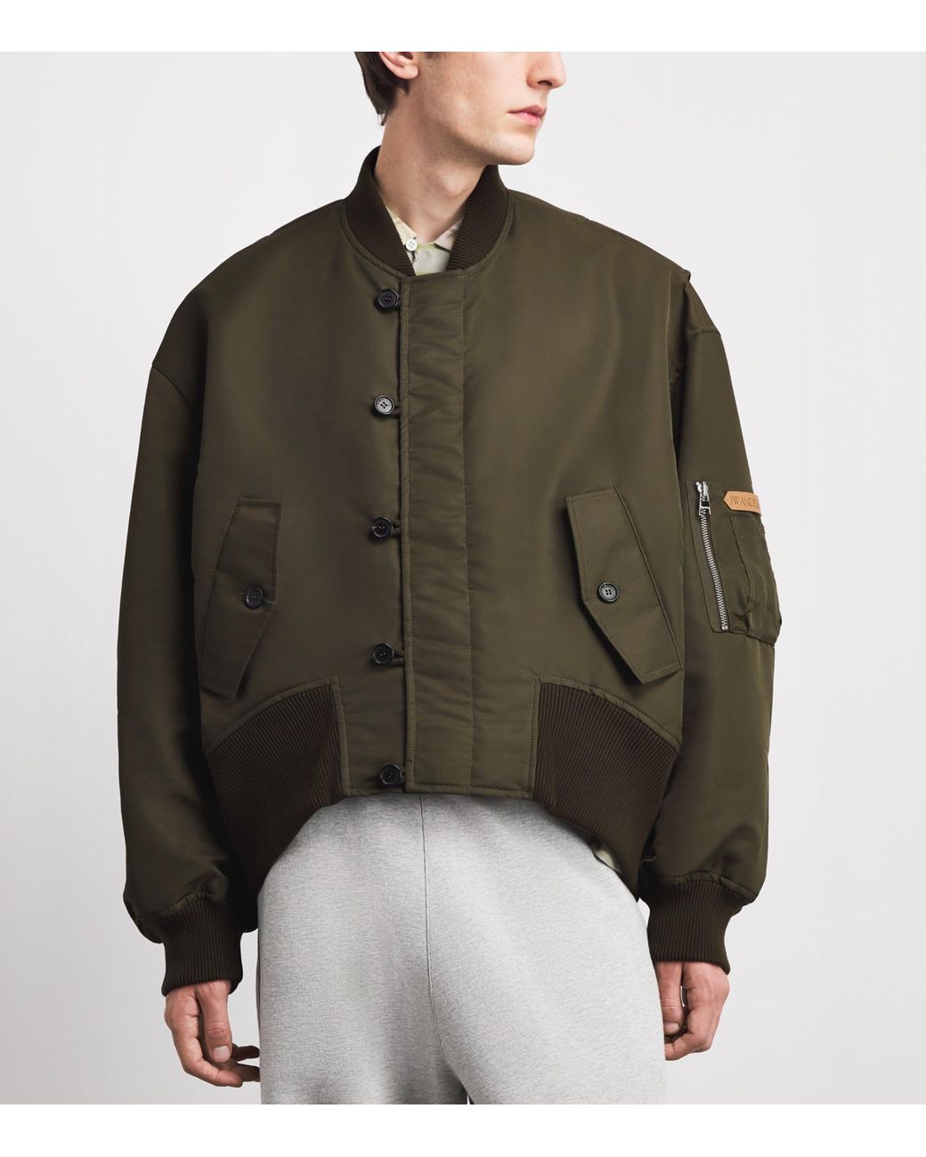 J.W. Anderson Green Oversized Tipped Hem Bomber Jacket for men