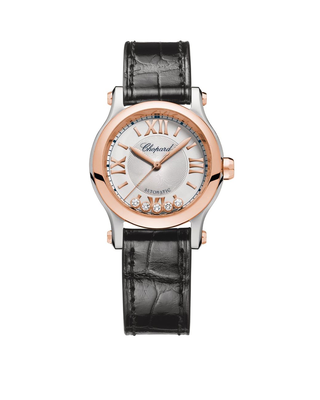 Chopard Metallic Stainless Steel And Diamond Happy Sport Automatic Watch