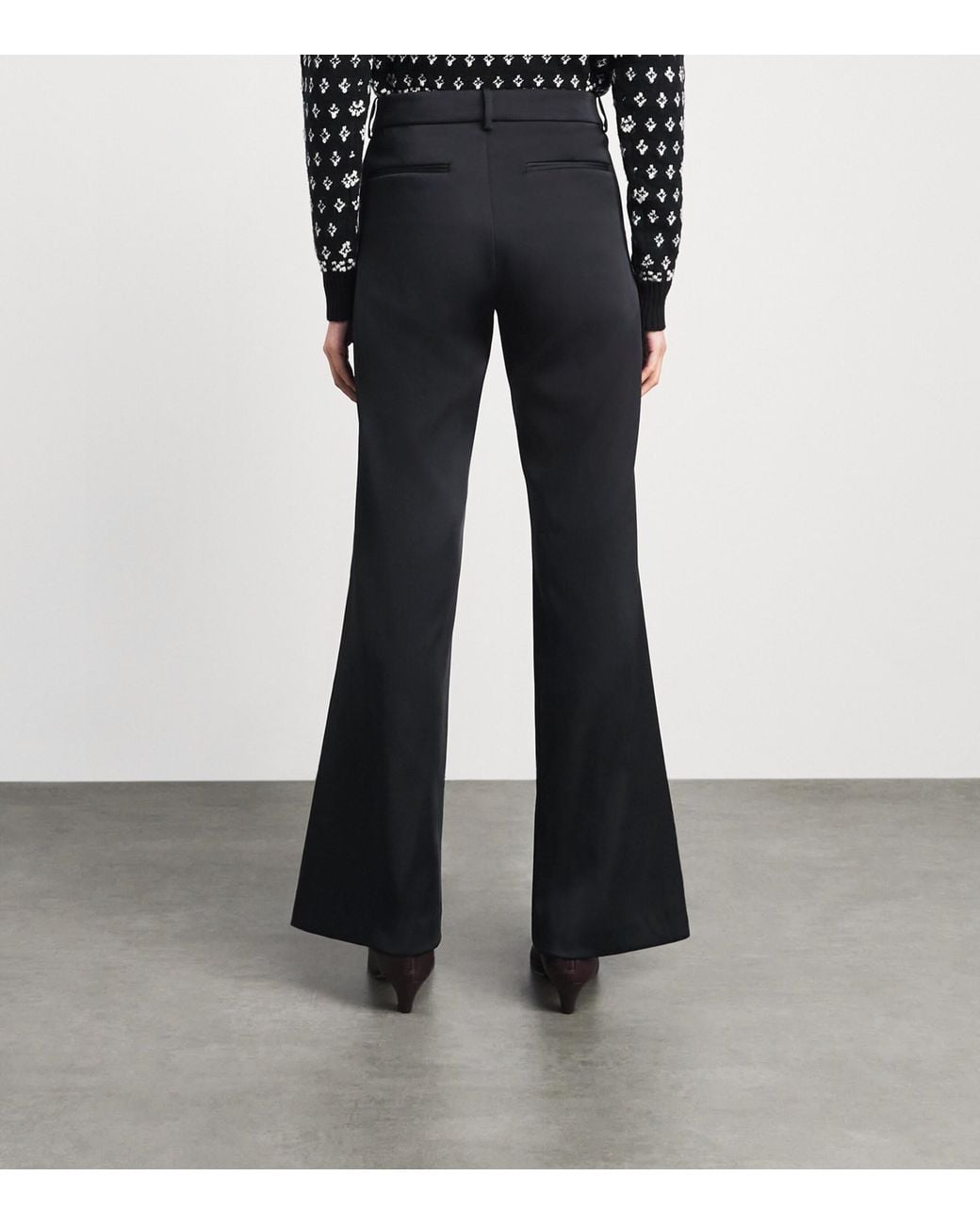 Polo Ralph Lauren Blue Satin Low-Rise Kick-Flare Trousers
