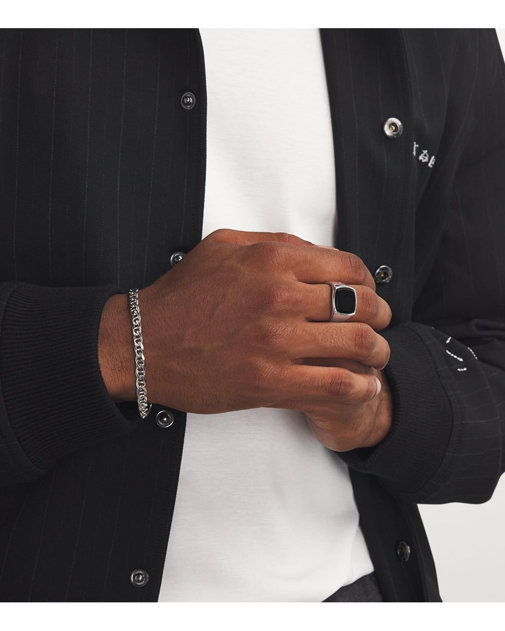 Tom Wood Metallic Polished Onyx Kay Signet Ring for men
