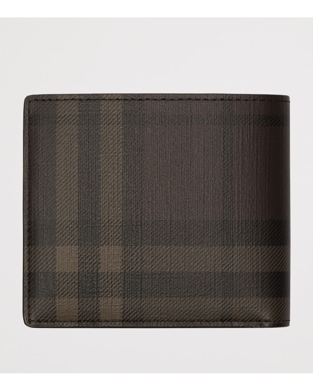 Burberry Black City Check Bifold Coin Wallet for men
