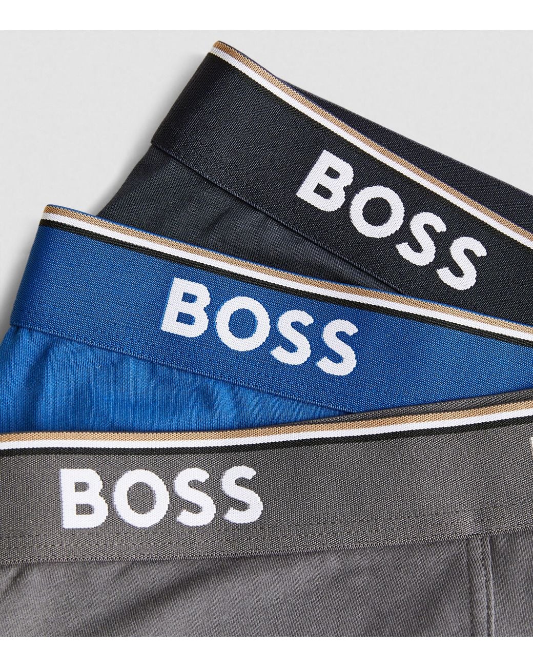 Boss Blue Stretch-Cotton Logo Trunks for men