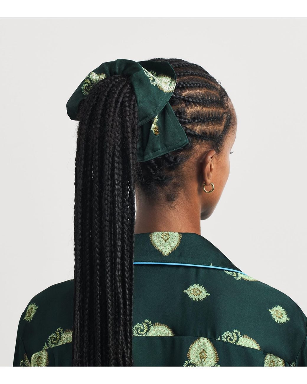 Sandro Green Silk Floral Print Scrunchie