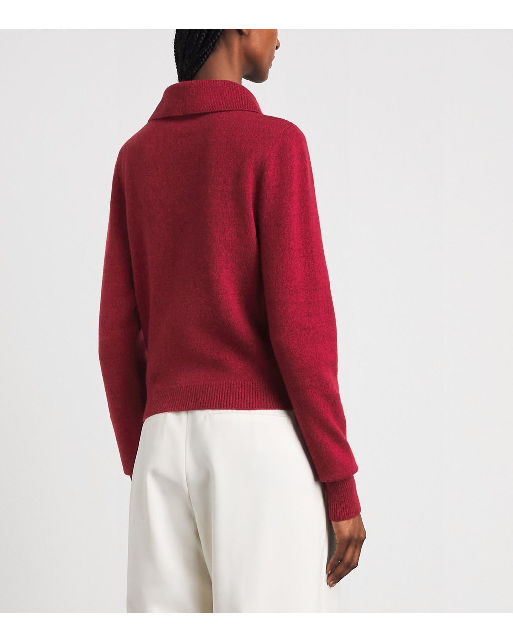 Safiyaa Red Wool-Cashmere Polo Sweater