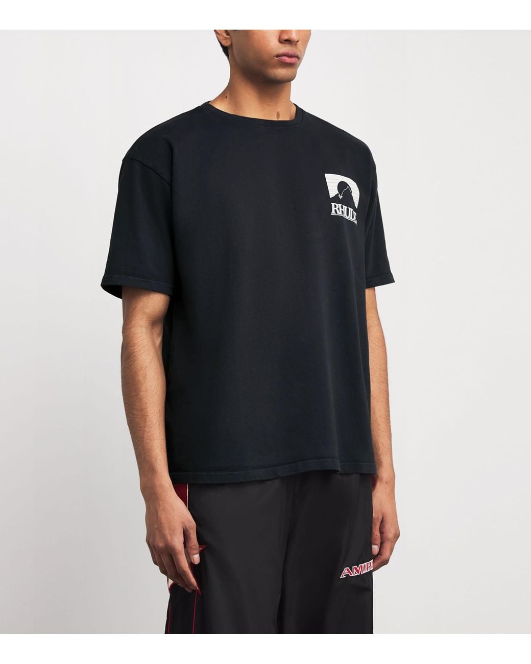 Rhude Black Cotton Printed Moonlight T-Shirt for men