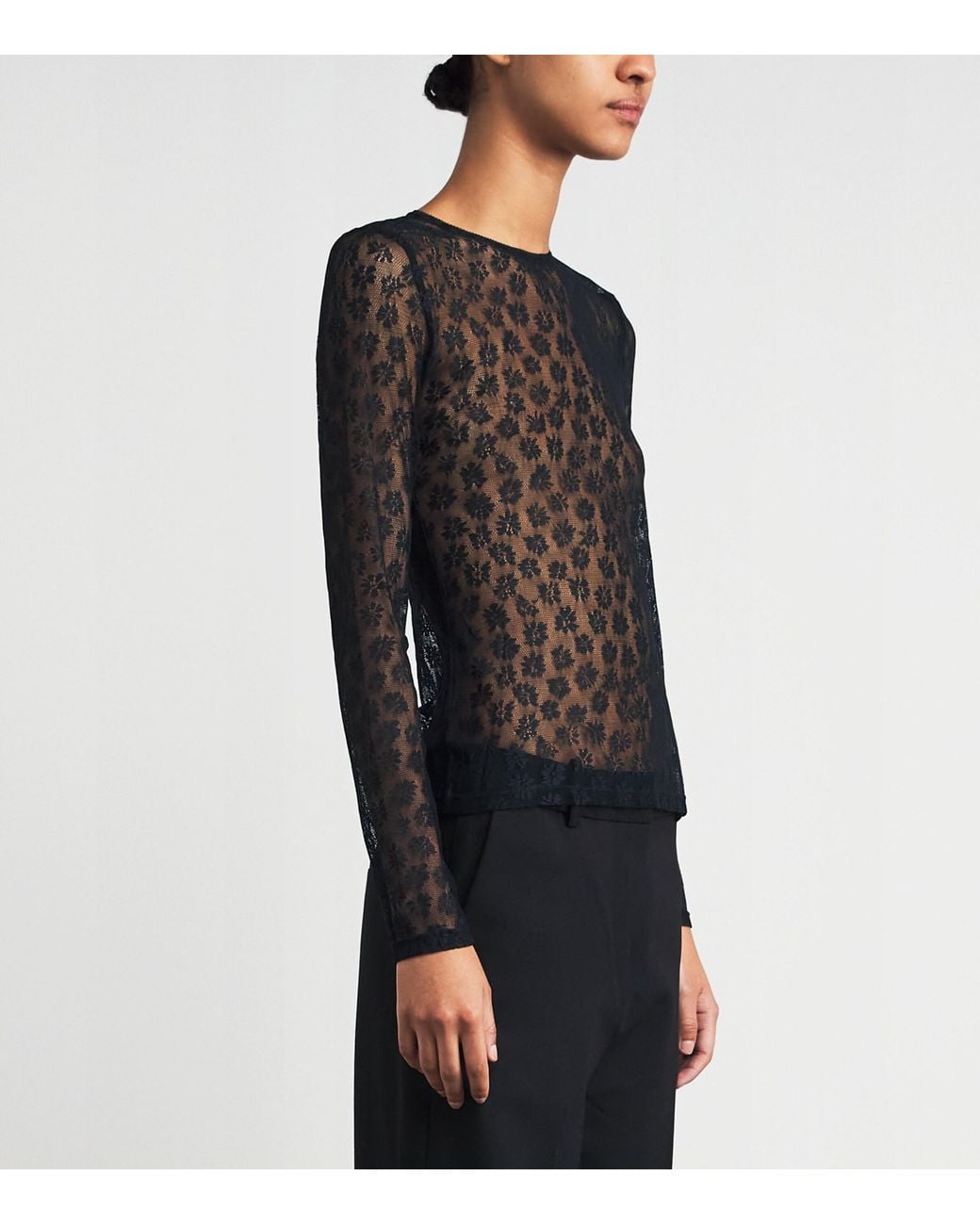 Claudie Pierlot Black Lace Long-Sleeve Top