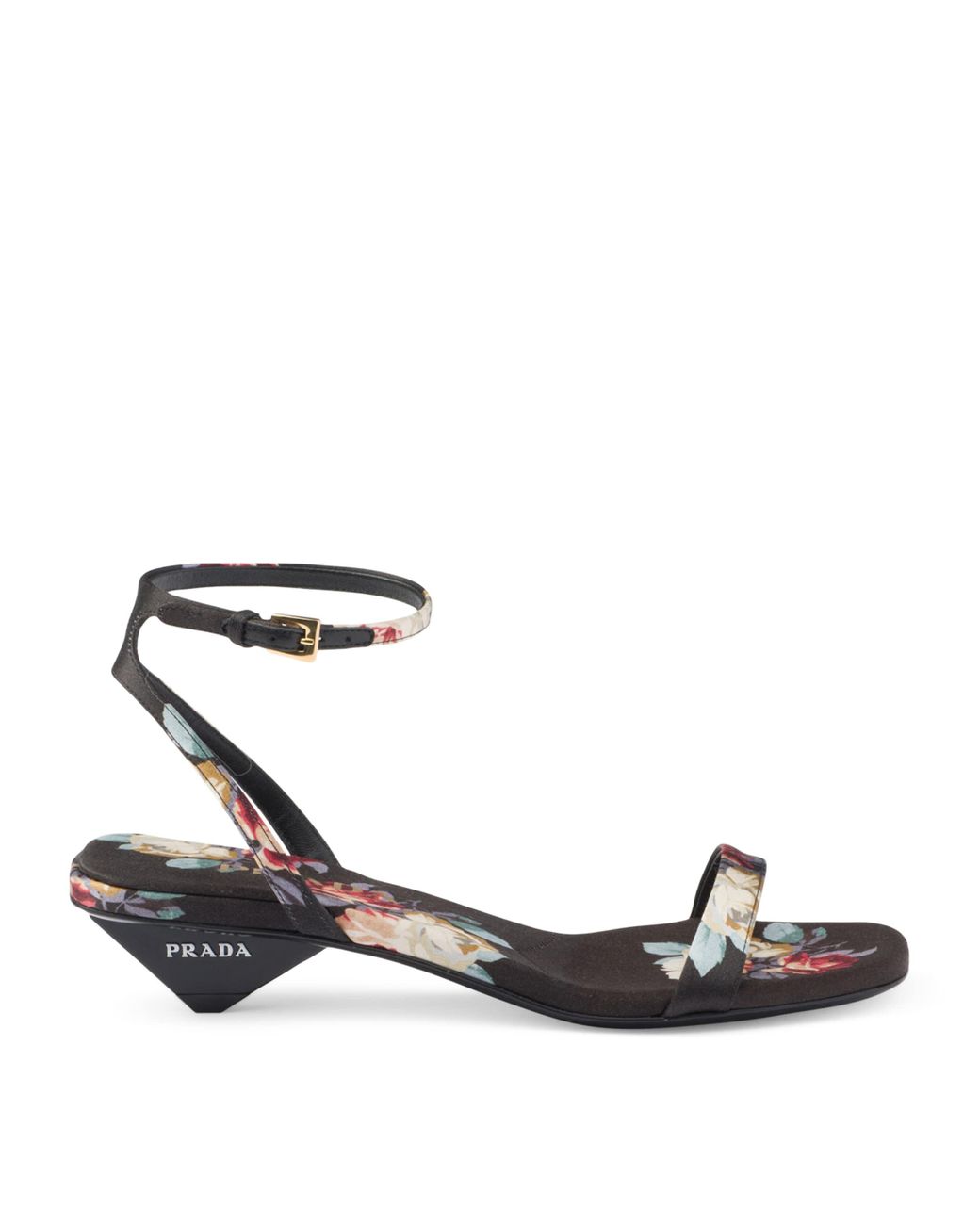 Prada Satin Floral Print Sandals 35 in White | Lyst UK