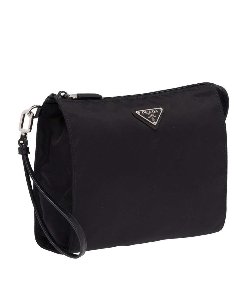 Prada Black Re-Nylon And Saffiano Leather Pouch for men