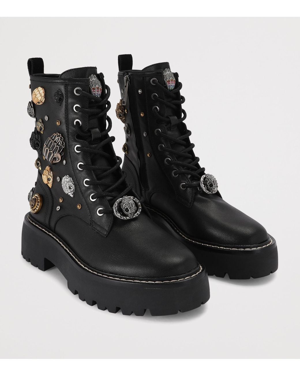 Kurt Geiger Black Leather Woolwich Eagle Boots