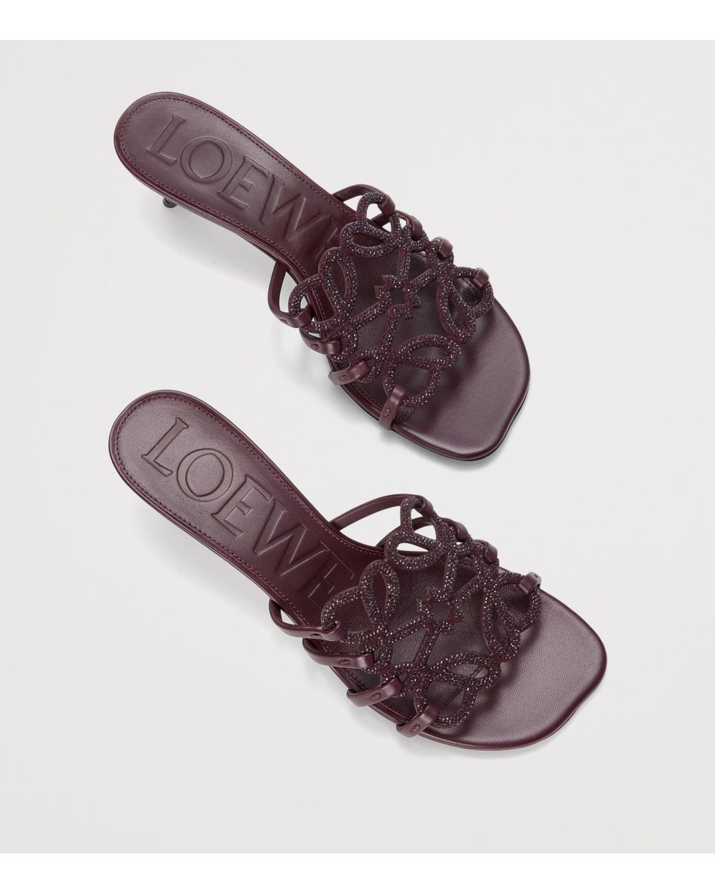 Loewe Brown Leather Embellished Petal Anagram Heeled Mules 45