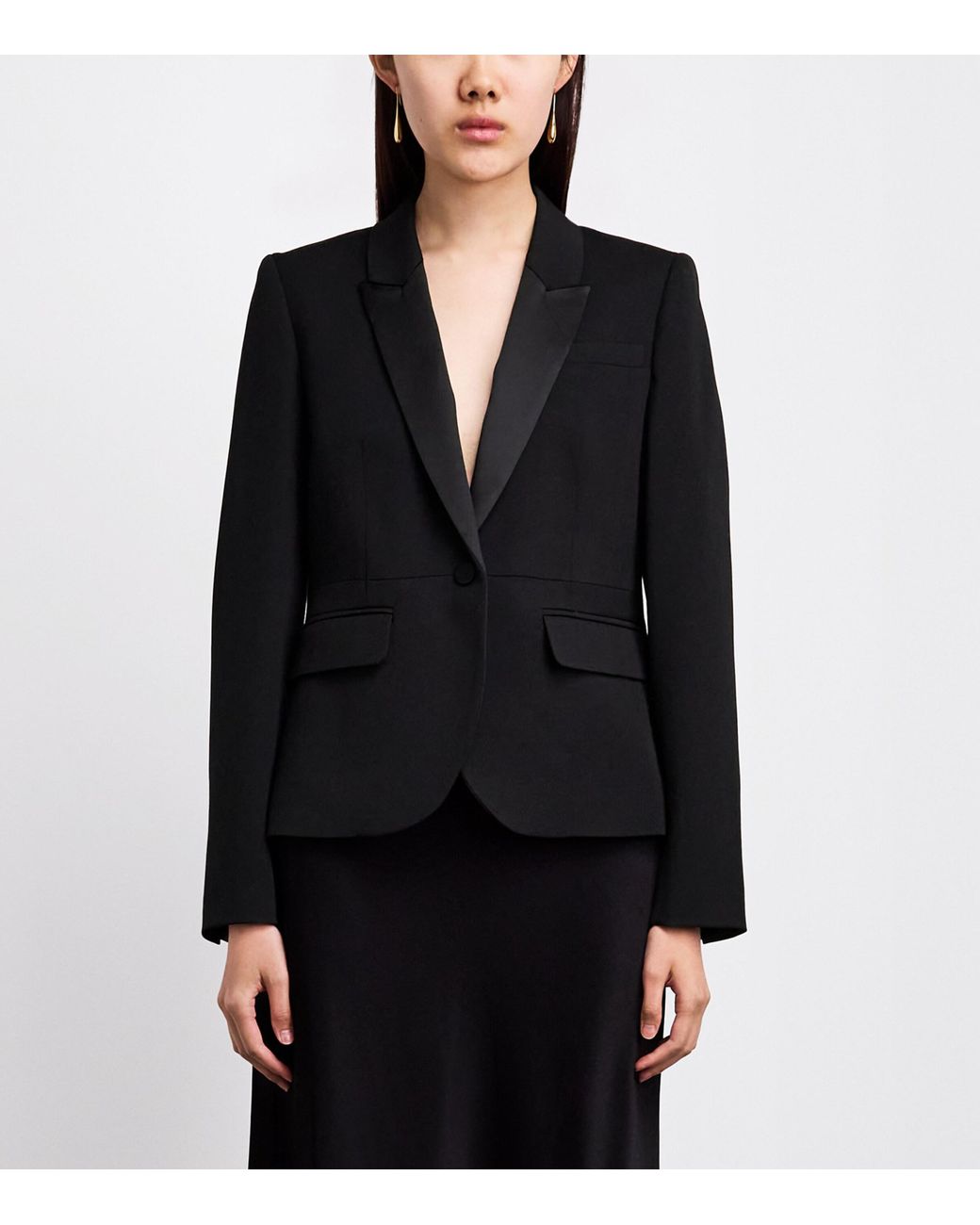 ME+EM Black Slim Sharp Contour Blazer