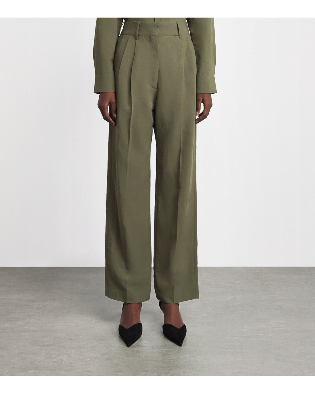 Blazé Milano Green Linen Rox Star Fox Straight-Leg Trousers