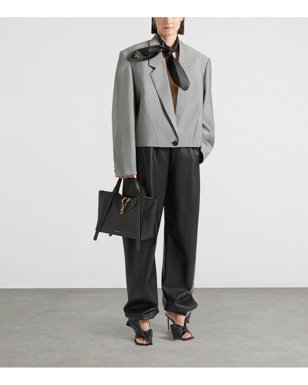 Givenchy Black Leather Elasticated Trousers