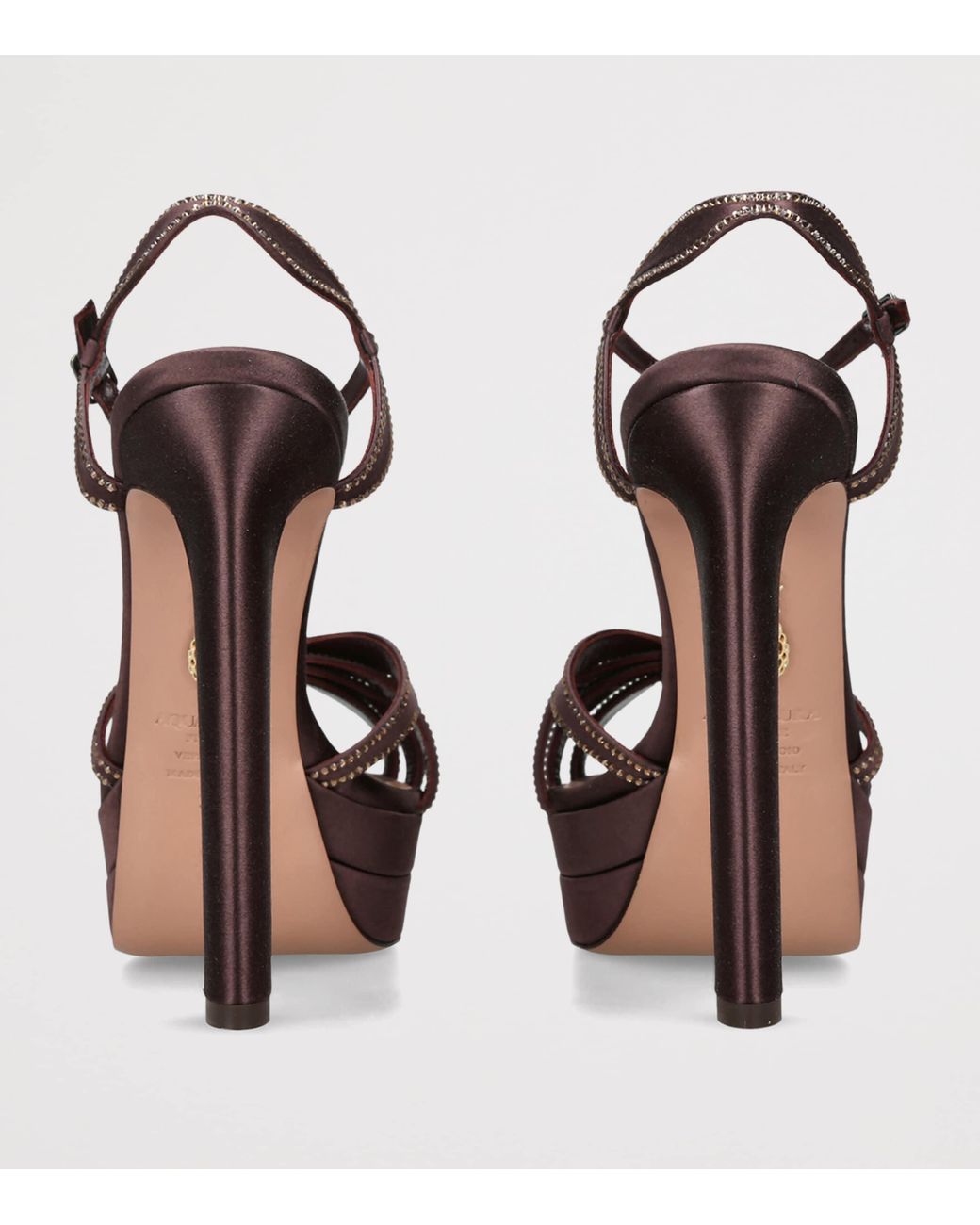 Aquazzura Brown Crystal-Embellished Soulmate Platform Sandals 130