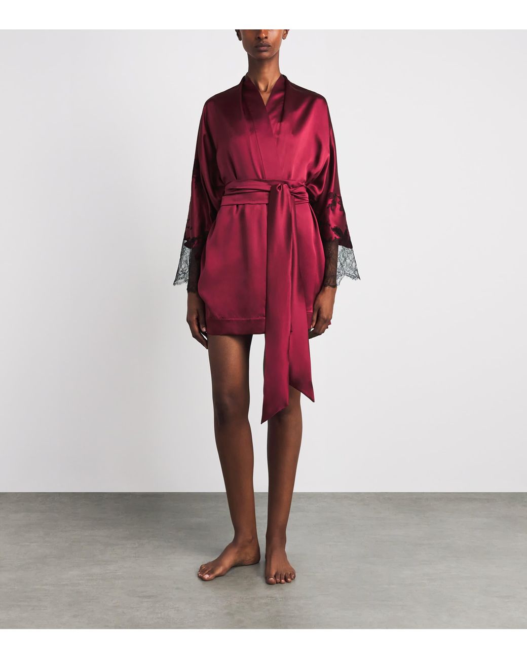 Carine Gilson Red Silk Short Hanae Robe