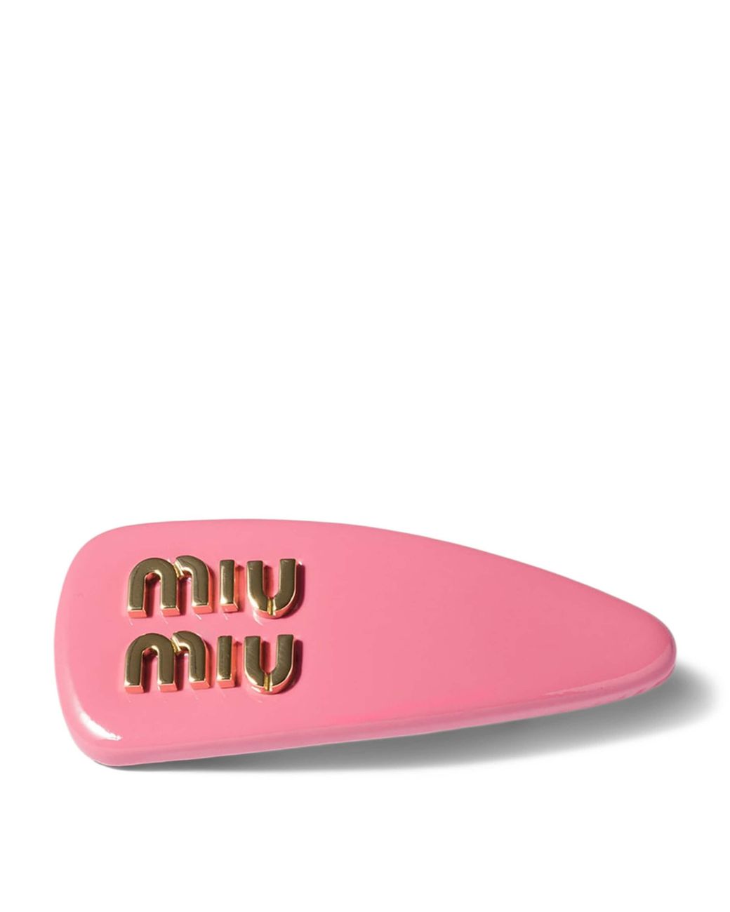 Miu Miu Pink Leather Logo Hair Clip