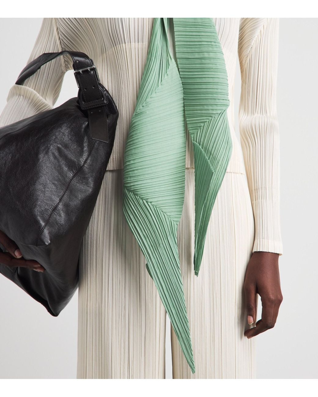 Pleats Please Issey Miyake Green Fold Hood Scarf for men