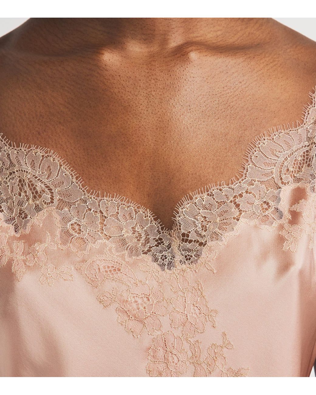 Carine Gilson Pink Silk Lace-Trim Slip Dress